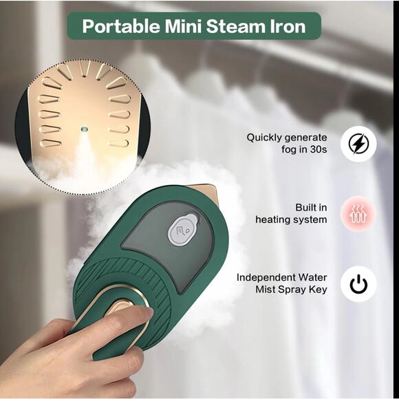 Portable Electric Steam Iron 2-in-1 Travel Clothes Steamer & Press Compact New - Picture 3 of 9